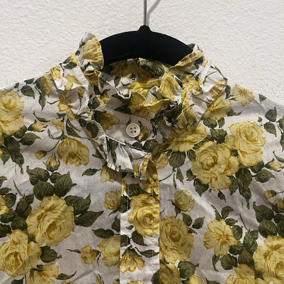 J. CREW Classic-fit ruffleneck shirt in Liberty® Carline Rose Size 0 Button-up - Picture 4 of 10